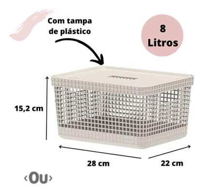 Imagem de Kit Com 2 Caixas Organizadoras Ou Grid 8 L E 20 L Com Tampa