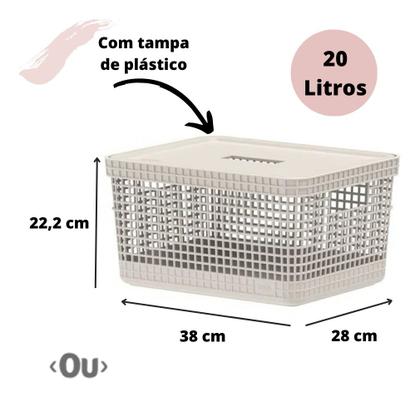 Imagem de Kit Com 2 Caixas Organizadoras Ou Grid 8 L E 20 L Com Tampa