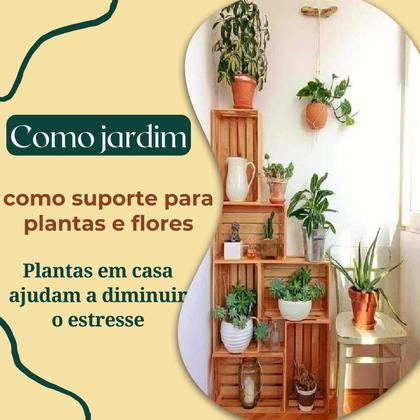 Imagem de Kit com 2 Caixote de Feira Madeira Pinus Natural Caixa Resistente Decorativo Rústico Multiuso 