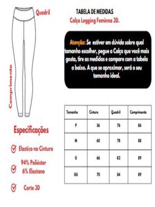 Imagem de kit Com 2 Calça Legging 3D Academia Fitness Feminina