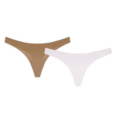 Imagem de Kit com 2 Calcinhas Fio Dental Básica Bege Camurça Branco Bonjour