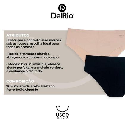 Imagem de Kit com 2 Calcinhas Invisíveis Adulto Ajuste Suave DelRio