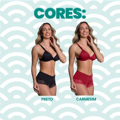 Imagem de Kit Com 2 Calcinhas Renda Feminina Selene Com Forro Confortável