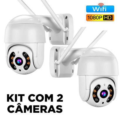 Imagem de Kit com 2 Câmeras IP externa 100% à prova d'água com Wi-Fi resolução Full HD 1080p e suporte para ICSEE