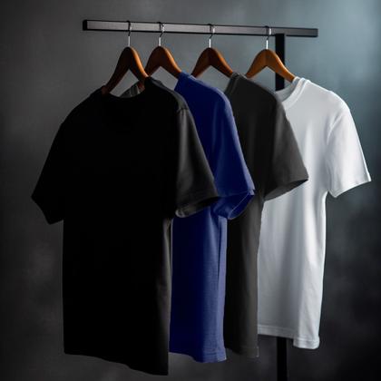 Imagem de Kit com 2 Camisetas Básicas Manga Curta Lisa Slim Fitness