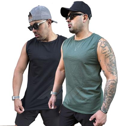 Imagem de Kit com 2 Camisetas Regata Masculina Lisa