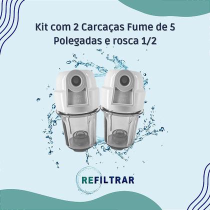 Imagem de Kit com 2 Carcaças Fume de 5 Polegadas e rosca 1/2