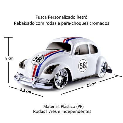 Imagem de Kit com 2 Carrinhos Fusquinha Herbie 20cm Fusca Roda Livre