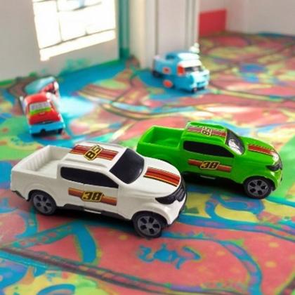 Imagem de Kit com 2 Carrinhos PickUp Caminhonete Infantil Cores Sortidas