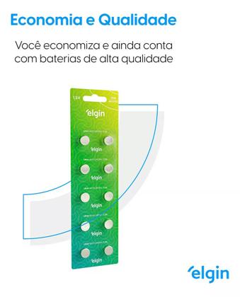 Imagem de Kit com 2 cartelas Pilha Bateria Lr44 Ag13 Elgin