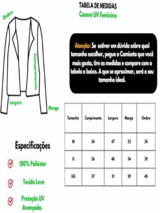 Imagem de Kit Com 2 Casacos Camisas de Proteção UV Feminino