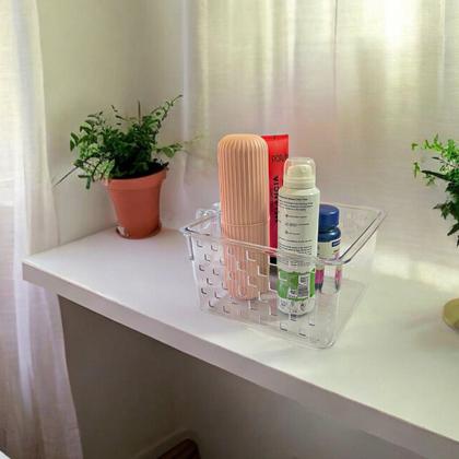 Imagem de Kit com 2 Cesto Organizador com alça Multiuso Armário Acrílico Transparente