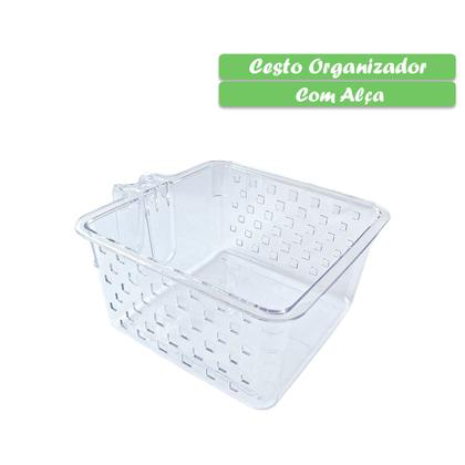 Imagem de Kit com 2 Cesto Organizador com alça Multiuso Armário Acrílico Transparente