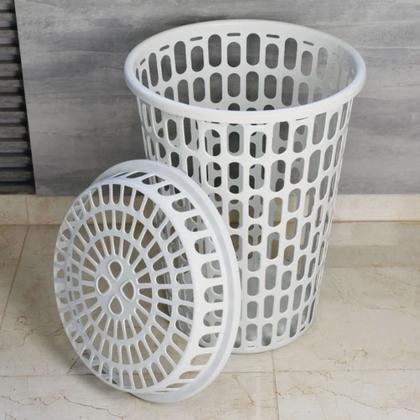 Imagem de Kit Com 2 Cestos Para Roupas Multiuso Telado Com Tampa 60l Preto Arqplast