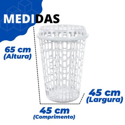 Imagem de Kit Com 2 Cestos Para Roupas Multiuso Telado Com Tampa 60l Preto Arqplast