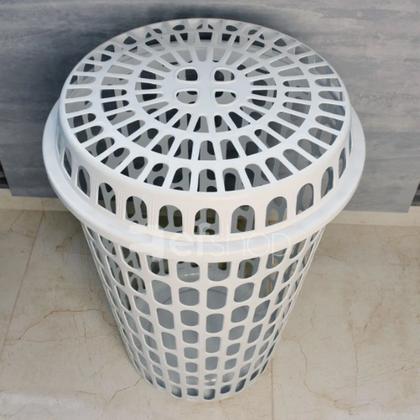 Imagem de Kit Com 2 Cestos Para Roupas Multiuso Telado Com Tampa 60l Preto Arqplast