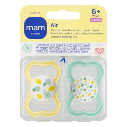 Imagem de Kit com 2 Chupetas MAM Air 6+m Neutras + Estojo