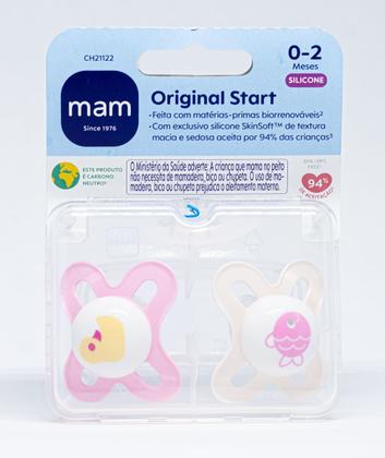 Imagem de Kit com 2 Chupetas Start MAM 0-2m Rosa + Estojo