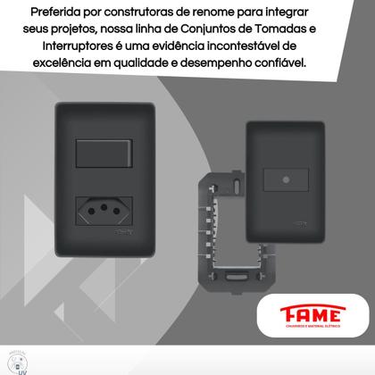 Imagem de Kit Com 2 Conjuntos Interruptor Simples + Tomada 10a E 2 Placas Furo