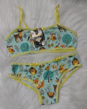 Imagem de Kit com 2 conjuntos lingerie menina em Suede,toque macio,poliamida com elastano