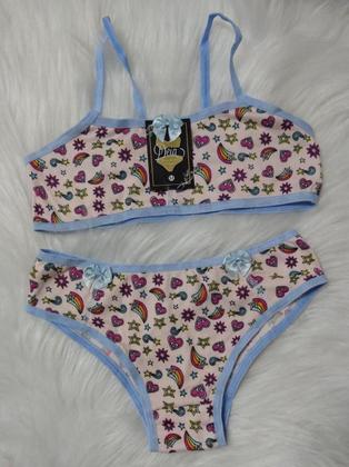 Imagem de Kit com 2 conjuntos lingerie menina em Suede,toque macio,poliamida com elastano