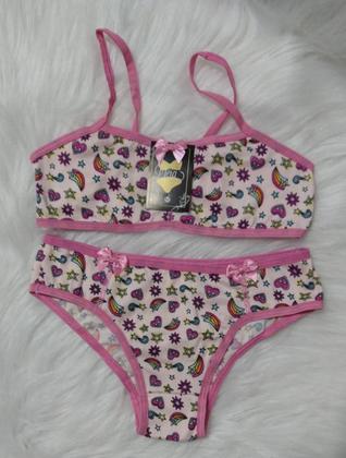 Imagem de Kit com 2 conjuntos lingerie menina em Suede,toque macio,poliamida com elastano