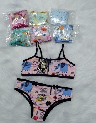 Imagem de Kit com 2 conjuntos lingerie menina em Suede,toque macio,poliamida com elastano