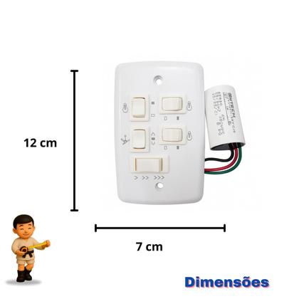 Imagem de Kit Com 2 - Controle Teto Trio 3 Lâmpadas 3 Velocidades 127V Com Capacitor