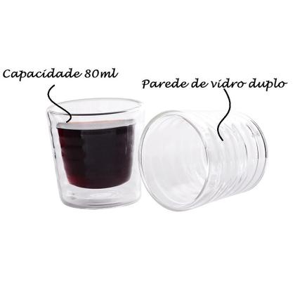 Imagem de Kit com 2 Copos Para Café Expresso Parede Dupla 80 ml Wincy