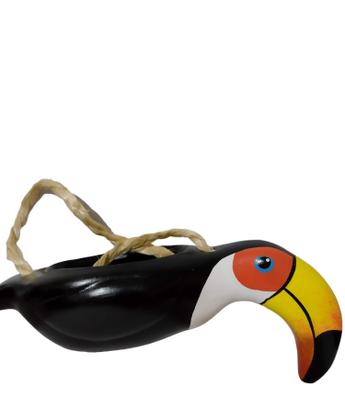 Imagem de Kit com 2 Enfeites Tucano Cachepô de Pendurar Cerâmica Vaso