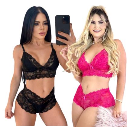 Imagem de Kit com 2 Espera Marido Feminino Sensual Baby Doll pijama feminino conjunto sexy