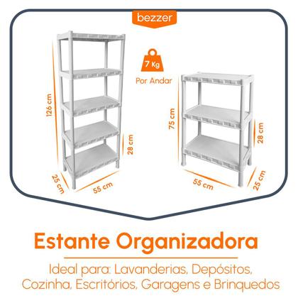 Imagem de Kit Com 2 Estantes Modular Organizador Colorida 5 + 3 Andares Multiuso Quarto Sapateira Ferramenta