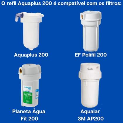 Imagem de Kit com 2 Filtro Refil Aquaplus 200 Cart Original - Aquaplus 200, EF Polifil 200, Aqualar 3M AP200 e Outros