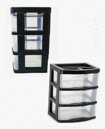 Imagem de kIT com 2 gaveteiro de mesa transparente