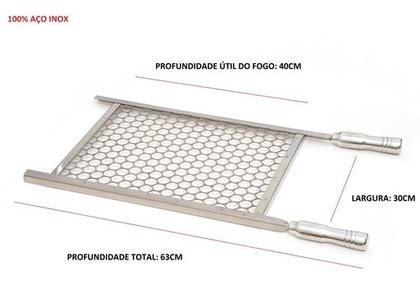 Imagem de Kit Com 2 Grelhas Para Churrasco Tipo Moeda 30x40 Cabo Alumínio