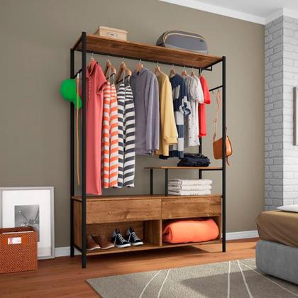 Imagem de Kit Com 2 Guarda Roupa Closet Modulado Barcelona Cor Demolição Artefamol