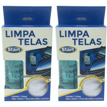 Imagem de Kit Com 2 Limpador Limpa Telas Start 120Ml + Pano Microfibra