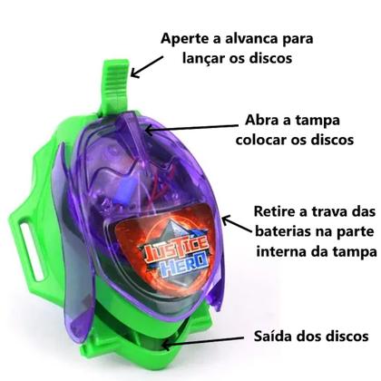 Imagem de Kit com 2 Luva Huk com Pistola de Discos com Luz e Luz Brinquedo Infantil Interativo