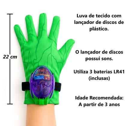 Imagem de Kit com 2 Luva Huk com Pistola de Discos com Luz e Luz Brinquedo Infantil Interativo