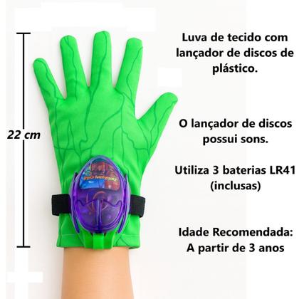 Imagem de Kit com 2 Luva Huk com Pistola de Discos com Luz e Luz Brinquedo Infantil Interativo