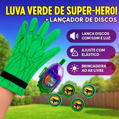 Imagem de Kit com 2 Luva Huk com Pistola de Discos com Luz e Luz Brinquedo Infantil Interativo