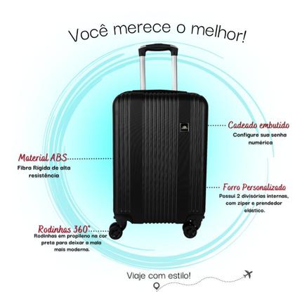 Imagem de Kit Com 2 Malas de Bordo Para Viagem Rodas Dupla - Fibra ABS