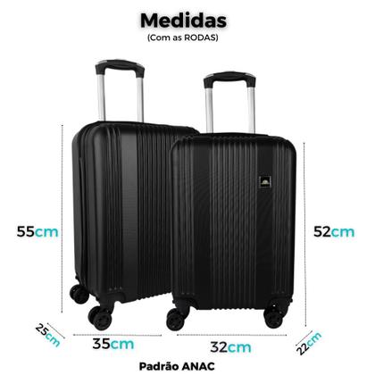 Imagem de Kit Com 2 Malas de Bordo Para Viagem Rodas Dupla - Fibra ABS