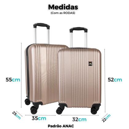 Imagem de Kit Com 2 Malas de Bordo Para Viagem Rodas Dupla - Fibra ABS