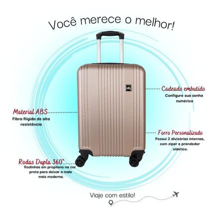 Imagem de Kit Com 2 Malas de Bordo Para Viagem Rodas Dupla - Fibra ABS