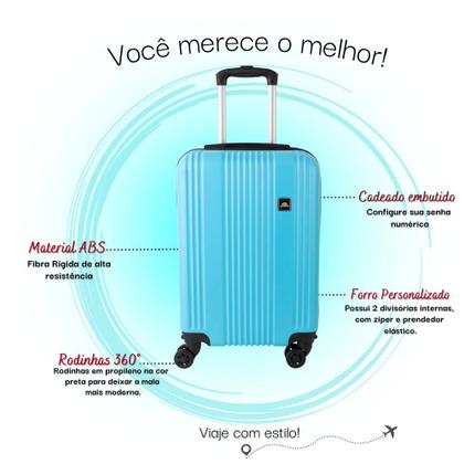 Imagem de Kit Com 2 Malas de Bordo Para Viagem Rodas Dupla - Fibra ABS