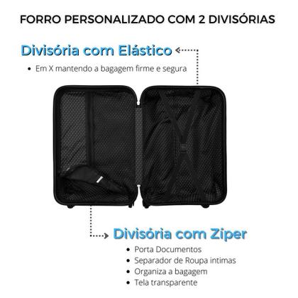 Imagem de Kit Com 2 Malas de Bordo Para Viagem Rodas Dupla - Fibra ABS