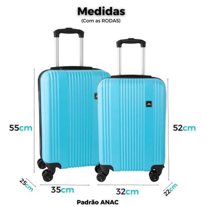 Imagem de Kit Com 2 Malas de Bordo Para Viagem Rodas Dupla - Fibra ABS