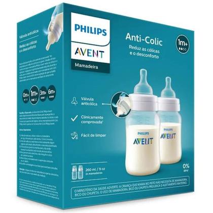 Imagem de Kit Com 2 Mamadeiras Anti-Colic Transparente 260ml SCY103/02 Philips Avent