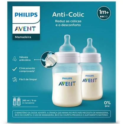 Imagem de Kit Com 2 Mamadeiras Anti-Colic Transparente 260ml SCY103/02 Philips Avent